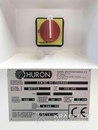 Placa de características Centro de mecanizado HURON VX6 APC en KRAFFTER Machine Tools 90072